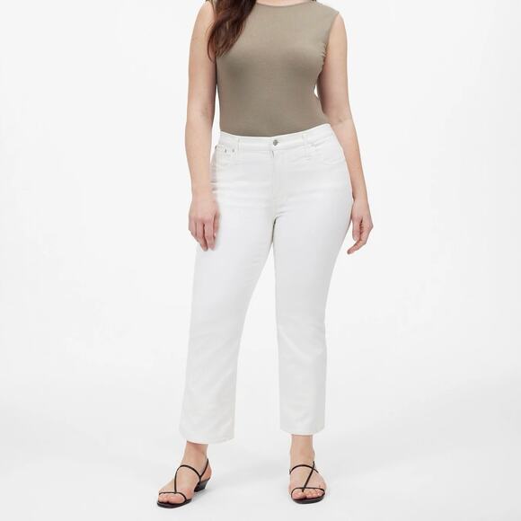 NWT Madewell Kick Out Flare Leg Mid Rise Crop Jeans In Pure White Size 33 - Picture 1 of 9